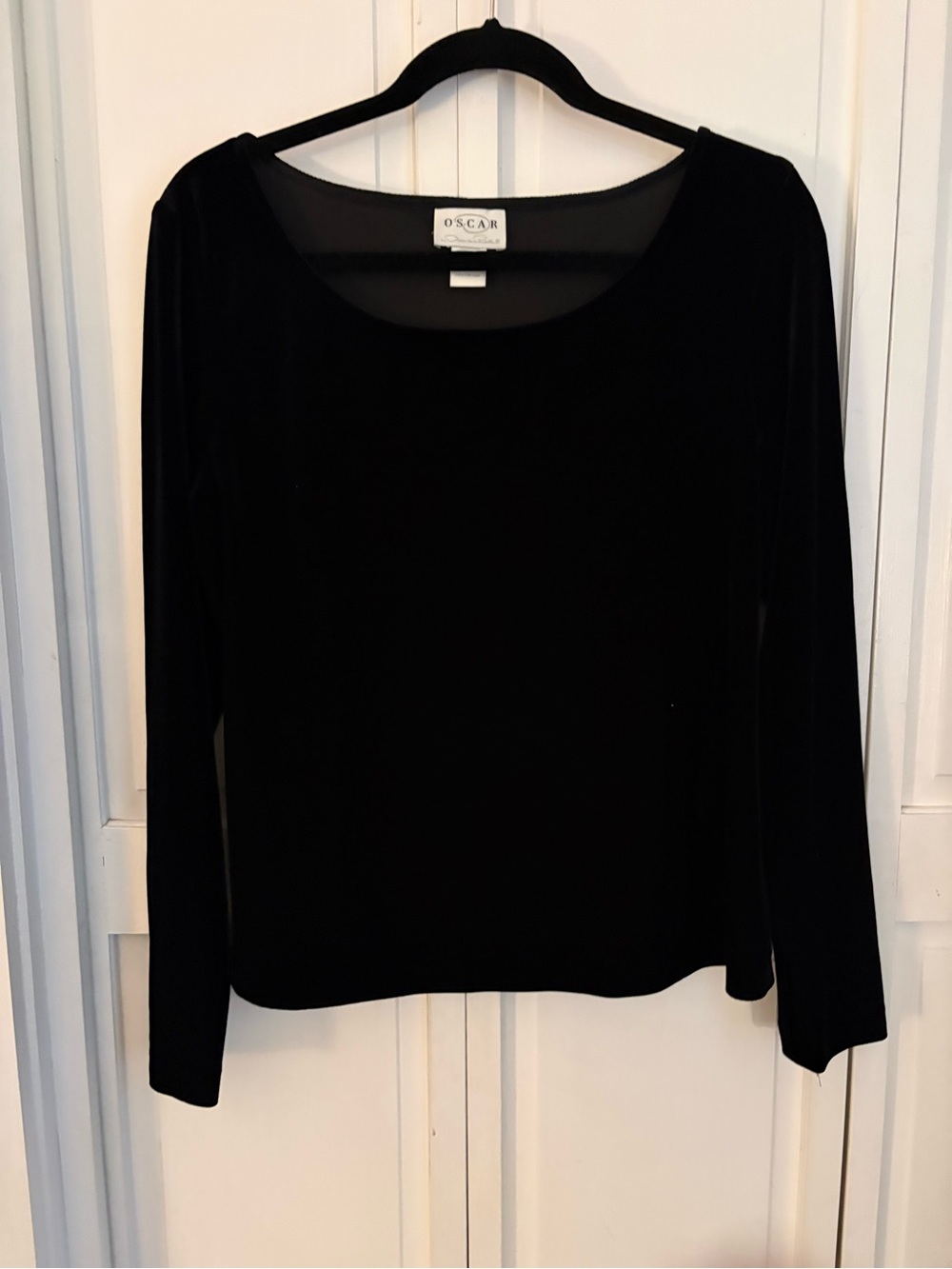 Oscar de la Renta Black Velvet Long-Sleeve Women's Top